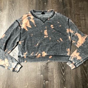 Destroyed, Gray Washed Dyed Long Sleeve Sweatshirt